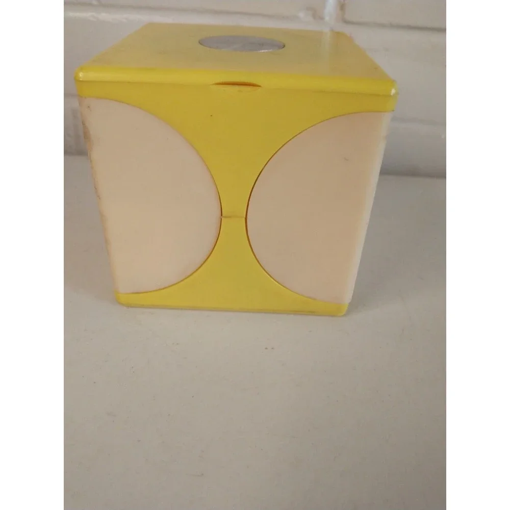Vintage Make Up Organizer Cube Lipstick Holder Yellow Retro Case